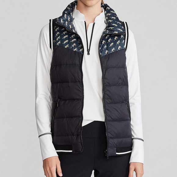 Ralph Lauren Golf Reversible Down Vest, Black/Spring Leopards. Ralph Lauren Golf Reversible Down Vest, Black/Spring Leopards.